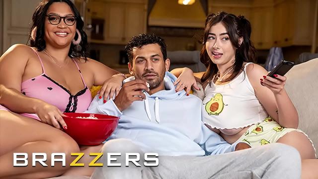 Brazzers’ Busty Bombshells Ashlyn & Chloe Invite Him for a Movie Night, But It’s His Lucky Night: A Wild 3some Unfolds with Footjobs, 69, Blowjobs, Ass-to-Mouth, Pussy Eating, Reverse Cowgirl & More! XXX Video HD