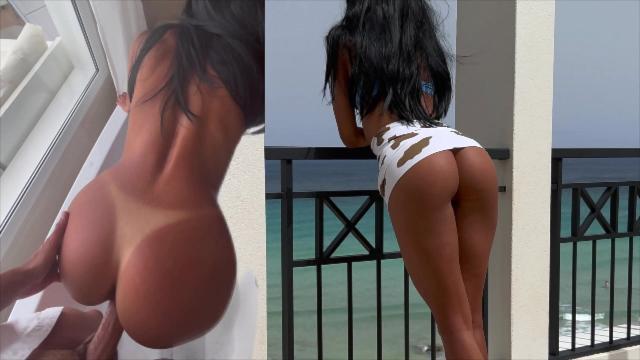 Gym-Roommate’s Outdoor Ass-Fest: Latina Brunette’s Huge Booty Bounces in Public Shower Pron Video