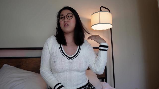 Asian Nympho’s Glasses Off, Big Tits On: POV Interracial BBC Ride Sex Video