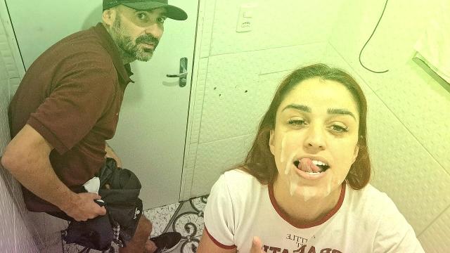 Rough Public Sex: Stranger Facials in Mall Bathroom HD Sex Video