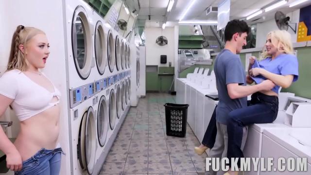 Petite Christie Stevens & Eva Nyx’s Hardcore Laundromat Blowjob POV HD Pron Video