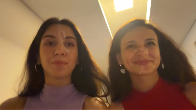 Two neighbors asked me to cum on their faces and went for a walk outside with cum on their faces HD Sex Video